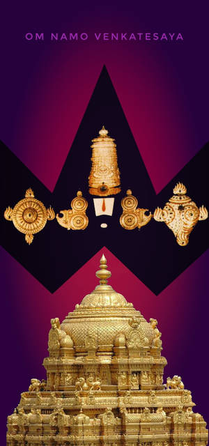Pagoda Tirupati Balaji — iPhone 15 Fundal