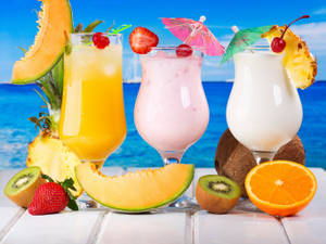 Fond de ecran pahare fructate de băuturi tropicale — 4:3 Fundal