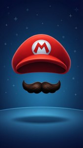 Abstract minimalist al pălăriei roșii și mustății lui Mario. — Nintendo Fundal