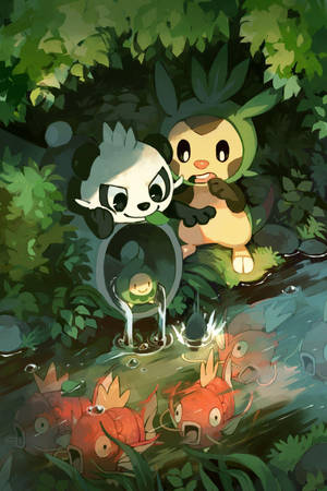 Pancham, Chespin și Budew — Pokemon iPhone Fundal