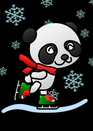 Panda Patinând în Țara Minunilor de Iarnă — Panda Fundal
