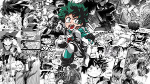 Tapet cu panou manga Izuku Midoriya — Panou manga Fundal