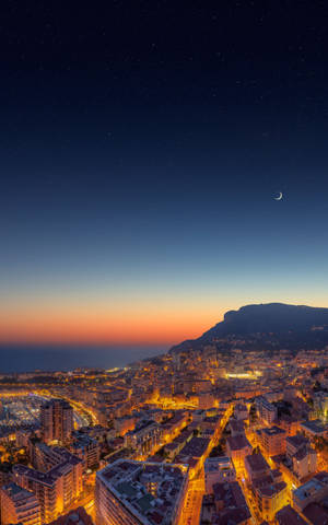 Wallpaper Peisaj Aerian Nocturn Al Orașului Luminos — Galaxy Tab S9 Fundal