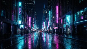 Peisaj urban neon vibrant, cu negru profund pentru afișaje OLED. — De două ori Fundal