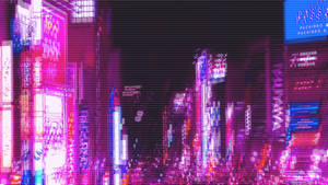 Peisaj urban neon violet estetic