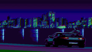 Peisaj Urban Retro 8bit Estetic — Estetic retro Fundal