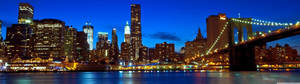 Peisaj urban Manhattan cu un pod imagine de fundal. — 5120x1440 Fundal