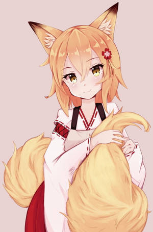 Personaje anime drăguțe în costum de vulpe — Anime drăguță fată Fundal