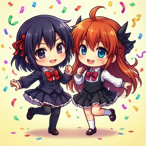 Fond de ecran chibi drăguț cu Sumomo și Kotoko din Chobits. — Infinix Zero Fundal