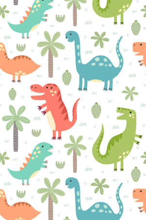 Petrecere fermecătoare cu dinozauri în junglă — Dinozaur drăguț Fundal