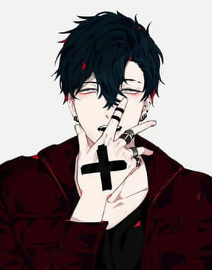PFP cu băiat atrăgător — Anime negru Fundal