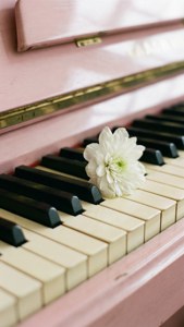 Taste de pian cu flori albe, culori pastelate delicate. — Muzică estetică Fundal