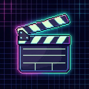 Clapboard retro în artă pixelată pentru tapet tematic gaming. — Tecno Phantom Fundal