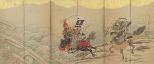 Pictură tradițională japoneză cu samurai — Samurai japonez Fundal