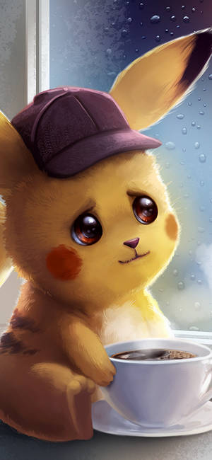 Fond de ecran Pikachu cu ceașcă de cafea — iPhone X Fundal