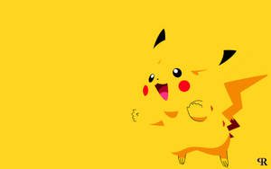 Tapet cu Pikachu care se îmbină cu fundalul galben.