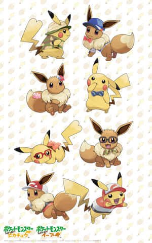 Pikachu și Eevee drăguți — Galaxy Tab S Fundal