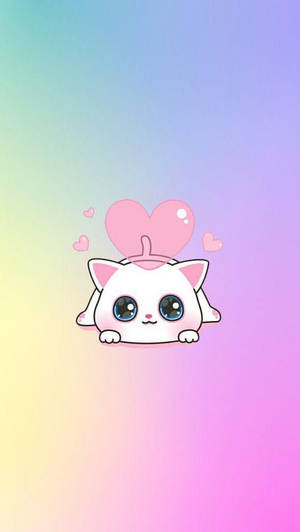 Pisică albă adorabilă Kawaii HD — Pisică kawaii GIF Fundal