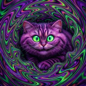 Pisica Cheshire într-un vârtej de culori psihodelice. — Cheshire Cat Fundal