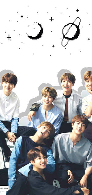 Pixel Space BTS Lockscreen — iPhone 16 Pro Fundal