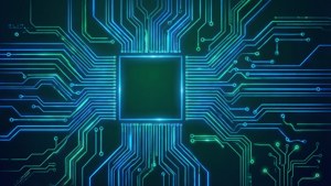 Placă de circuit neon albastru strălucitor — Albastru neon estetic Fundal