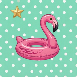 Tapet preppy verde mentă cu buline și un plutitor flamingo — Pixel Watch Fundal