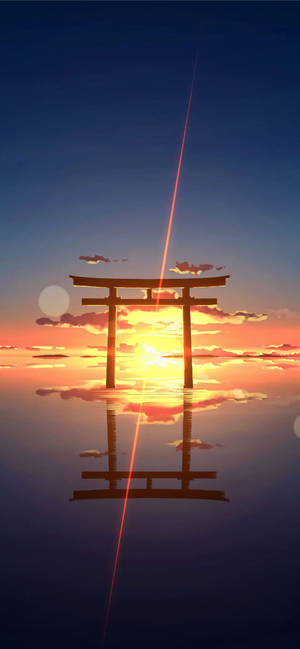 Fond de ecran poarta torii orizont apus — iPhone 18 Fundal
