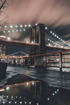Podul Brooklyn New York noaptea iPhone — Xiaomi Pad 8 Pro Fundal
