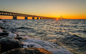 Fond de ecran Podul Øresund cer senin — Cer senin Fundal