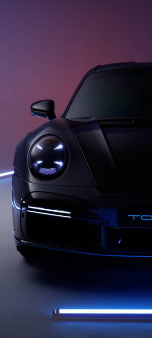 Porsche 911 Negru Elegant — iPhone 16 Pro Fundal