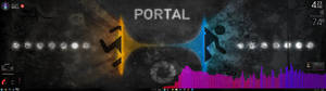 Un om dublu alergând prin portal imagine de fundal. — 5120x1440 Fundal