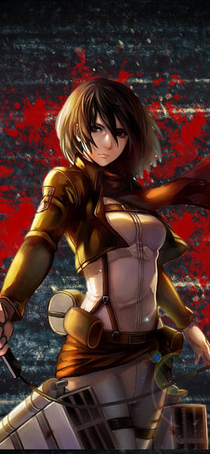 Portret Mikasa Attack On Titan iPhone — iPhone 14 Fundal