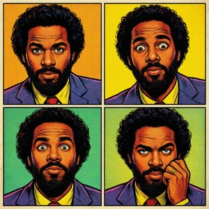 Meer Campbell într-un stil comic pop art cu multiple panouri — Pixel Watch 4 Fundal