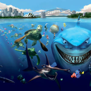 Fundal poster cool cu peștii Nemo și Dory — Pește cool Fundal