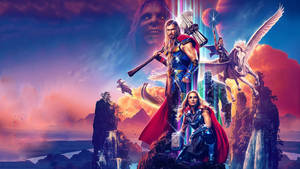 Fundal de ecran cu posterul Thor: Dragoste și Tunete — Thor dragoste și tunet GIF Fundal