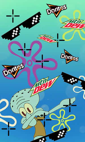 Poză ciudată Spongebob — Galaxy Tab A11 Fundal