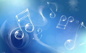Note muzicale plutind pe un fundal albastru.
