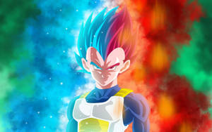 Vegeta Dragon Ball în culori colorate, personaj anime super saiyan. Dragon ball z super broly. — Dragon ball z GIF Fundal