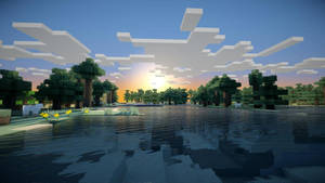 Minecraft răsărit noros natură vedere wallpaper
