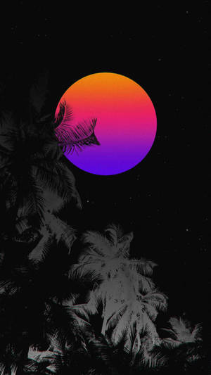 Tapet cu lună neon tricoloră — Neon lună Fundal