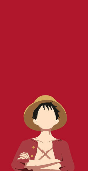 Profil Anime Luffy Fără Față — Anime Roșu Fundal