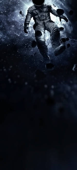 Puncte și Decupaj Astronaut în Spațiu — iPhone 15 Pro Fundal