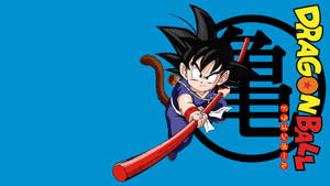 Dragon Ball Z micul Goten ținând un băț roșu de bambus, fiul lui San Goku și Chichi. — Dragon ball super GIF Fundal