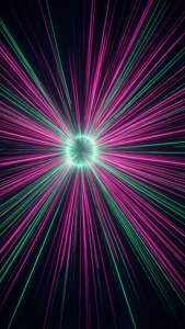Linii radiale neon roz și verde pe fundal întunecat, stil cyberpunk. — OnePlus Fundal