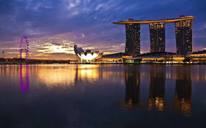 Răsărit pe râul Marina Bay wallpaper — Răsărit Fundal