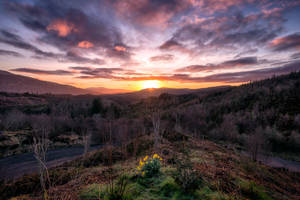 Fond de ecran răsărit Parcul Trossachs Scoția — Răsărit Fundal
