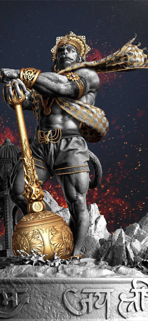 Realistic 3D Hanuman Art — iPhone 14 Pro Max Fundal