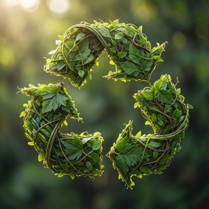 Un simbol de reciclare format din frunze verzi și viță-de-vie. — Huawei nova Flip S Fundal