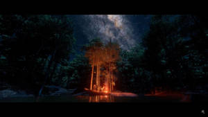 Red Dead Redemption 2 4K Foc de Tabără — Pădure întunecată Fundal