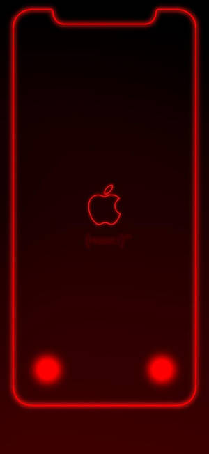 Apple logo with border in neon red iPhone XR wallpaper — iPhone Xr Fundal